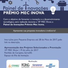 Inscrições abertas para o Painel de Inovações – Prêmio Mec Inova MecShow 2017